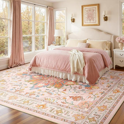 RELEANY Washable Area Rug, Water Repellent, Pet Friendly, Vintage Floral Boho - Image 2
