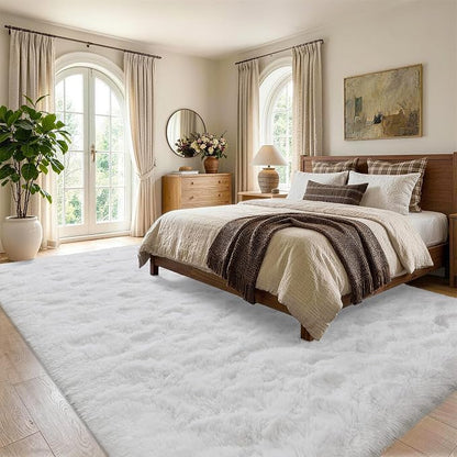 4x6 White Fluffy Soft Area Rug Non-Slip - Image 3