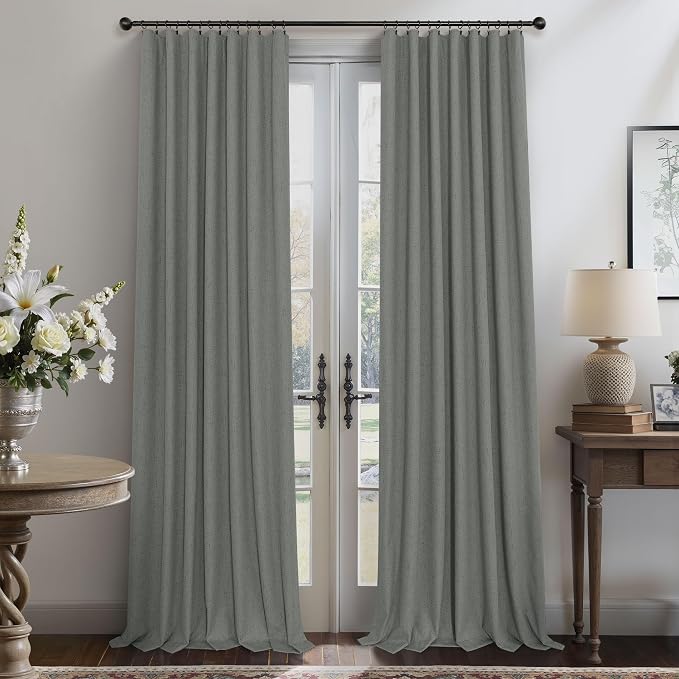 Dark Grey Curtains 108 Inches Long 2 Panels Set - Image 7