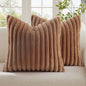 decorUhome Fall Faux Fur Throw Pillow Covers 20x20 Set of 2 Brown | Decorative by decorUhome