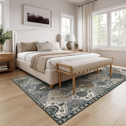 Lahome Moroccan Washable Living Room Rug, 5x8 Rugs - Image 4