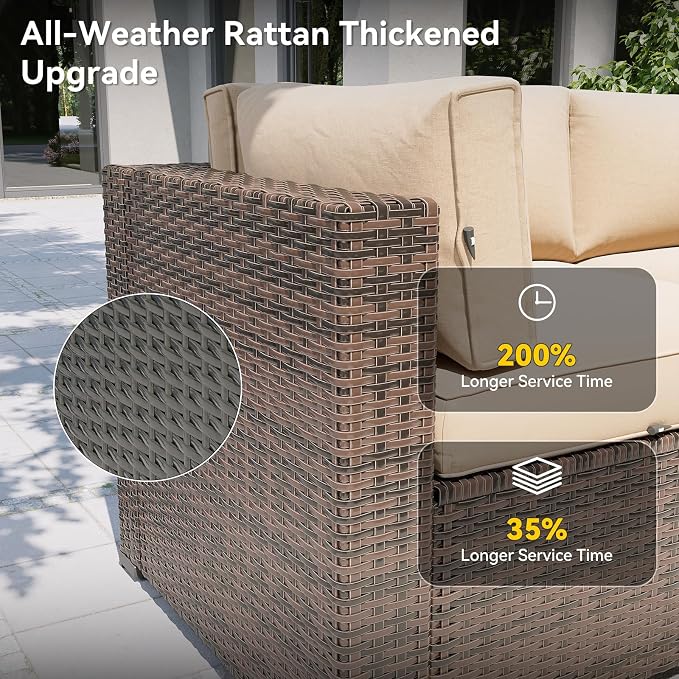 Aoxun Patio Furniture Set, 7 Piece Outdoor Sectional Sofas - Image 5