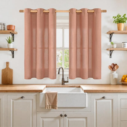 YoungsTex Terracotta Linen Curtains 45 Inch Length - Image 2