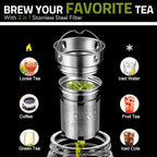 Tea Tumbler with Infuser, 20oz Double Wall Borosilicate Glass Tea Bottle, 100% Leak-Proof with Stainless Steel Filter