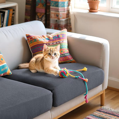 Hokway Stretch Couch Cushion Covers, 3 Piece Individual Sofa Cushion - Image 7
