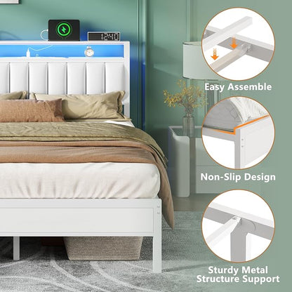 Furnulem White Queen Bed Frame - Image 6