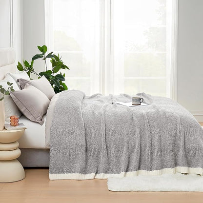 Snuggle Sac Queen Size Bedding Blanket Grey Color, Super Soft Warm Blankets - Image 3