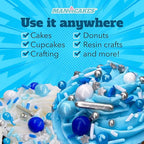Manvscakes Sprinkles- Edible Cake and Cupcake Sprinkles with Assorted Shapes and Sizes for Parties, Metallic Sprinkle Mix for Cookies, Ice Cream, Cake and Cupcake Decorating, 4 oz, Blue sprinkles