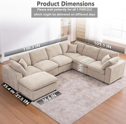 Oversized Modular Sectional Sofa Couch, Large 7 Seater Corner Sofa Modern U - Image 2