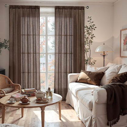 BGment Brown Linen Curtains 84 Inch Length - Image 2