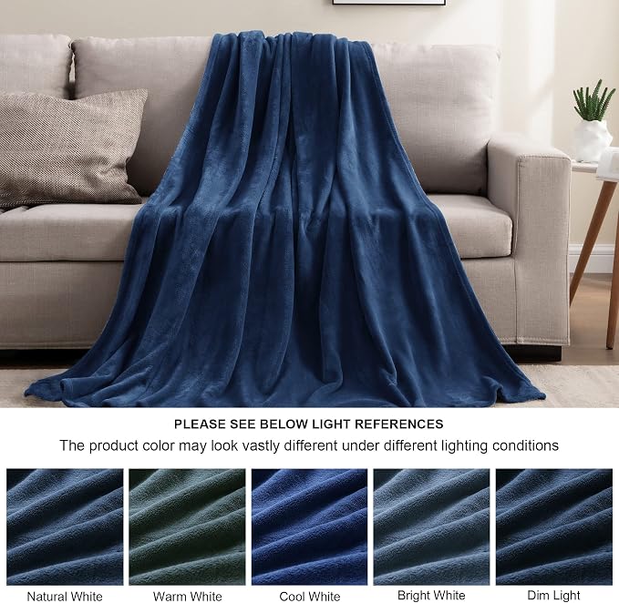 BEDELITE Fleece Blanket Soft Plush Twin Size Blanket Navy 60"x80" | Ultra Soft - Image 3