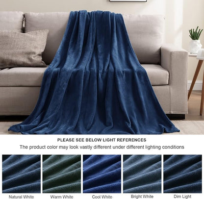 BEDELITE Fleece Blanket Soft Plush Twin Size Blanket Navy 60"x80" | Ultra Soft - Image 3