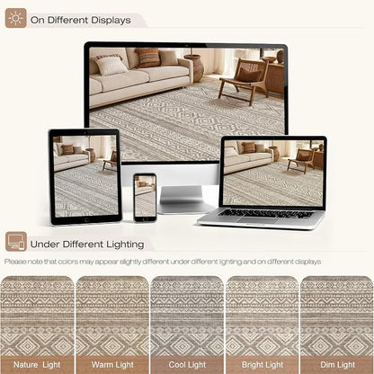 cotiled Boho 5x8 Area Rugs for Living Room: Soft Moroccan Washable Rug | Solve - Image 7