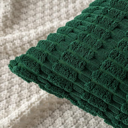 MIULEE Corduroy Decorative Throw Pillow Covers 18x18 Dark Green Pack of 2 | - Image 4