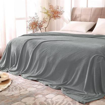BEDELITE Fleece Blanket Soft Plush King Size Bed Blanket Grey 108"x90" | Ultra by BEDELITE
