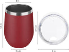 DOMICARE Stainless Steel Wine Tumbler Bulk with Lid, Personalized Insulated Tumblers Set, 12oz Travel Coffee Cups Pack of 4, Red