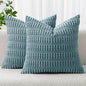 MIULEE Corduroy Decorative Throw Pillow Covers 16x16 Coastal Blue Pack of 2 | by MIULEE