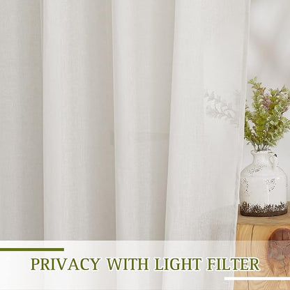 NICETOWN Bedroom Curtains Linen Blend 90 inches Long, Grommet Privacy Semi - Image 3