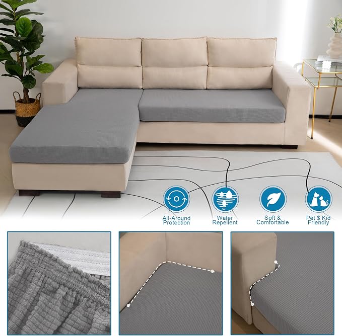 Water Repellent Couch Cushion Cover Loveseat Cover, Stretch Sectional Sofa Seat - Image 5