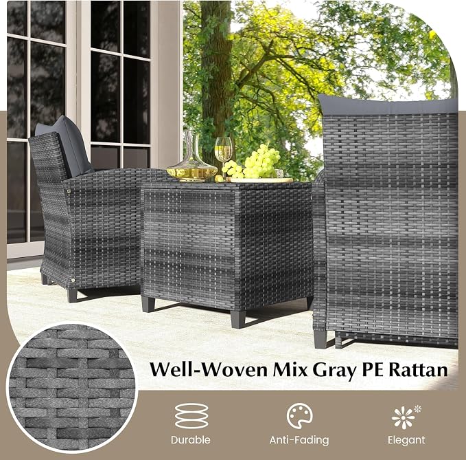 Tangkula 5 Pieces Patio Conversation Set, PE Wicker Rattan Outdoor Furniture Set - Image 7