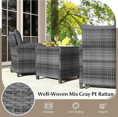 Tangkula 5 Pieces Patio Conversation Set, PE Wicker Rattan Outdoor Furniture Set - Image 7