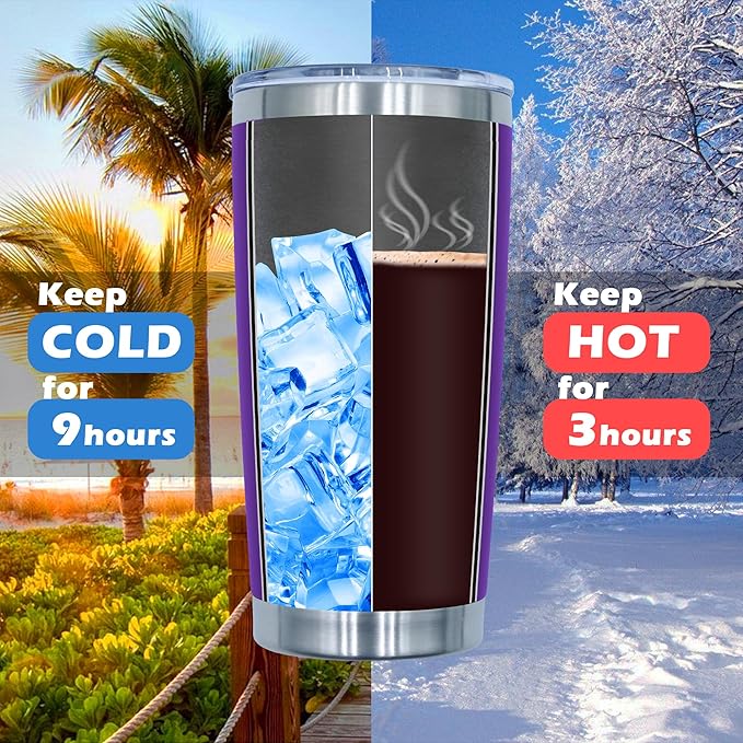 20oz Tumbler Bulk Stainless Steel Tumblers with Lid Vacuum Insulated Double Wall Travel Coffee Mug Powder Coated Tumbler Cup for Hot and Cold Drinks(Purple, 6 pack)
