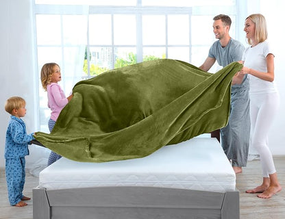 Utopia Bedding Ultra Soft Fleece Bed Blanket Full Size Olive | Microfiber Plush - Image 3