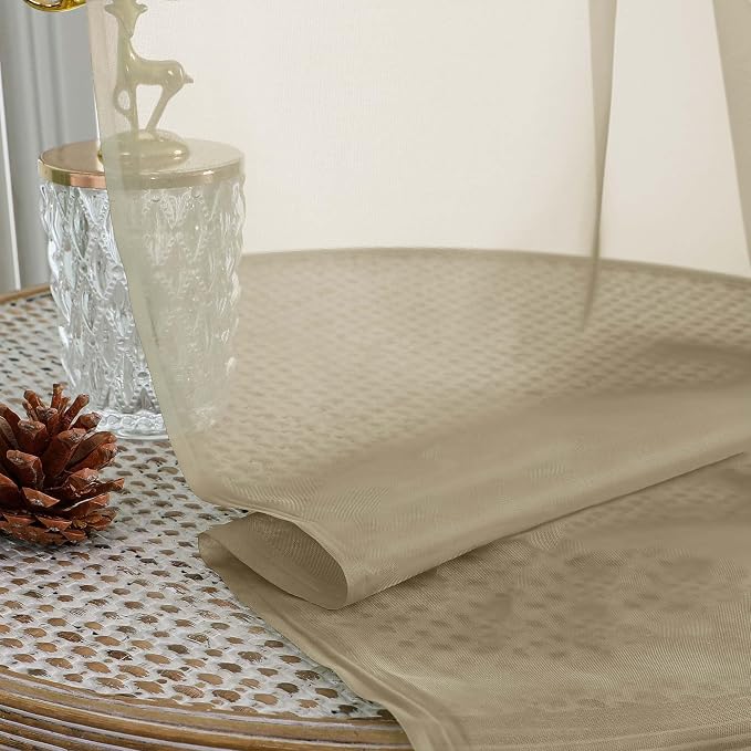 Chyhomenyc Extra Long Taupe Sheer Curtains 108 Inches Long 2 Panels, Light - Image 7