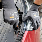 Kebada W1 Work Gloves for Men and Women, Touchscreen PU Coated Gloves with Grip, 50 Pairs Bulk Pack, Ideal for Warehouse Package Handling, Construction, Gardening, Gray X-Large