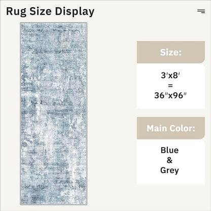 Soalmost Abstract Runner Rug 3x8 Hallway Kitchen Rugs Non-Slip, Foldable - Image 5