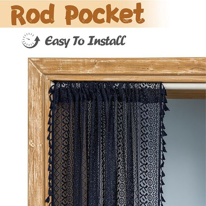 Sutuo Home Navy Blue Boho Doorway Curtain - Image 4