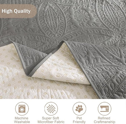 Large Gray Recliner Chair Covers, Quilted Décor Water-Repellent Lazy Boy Chair - Image 5