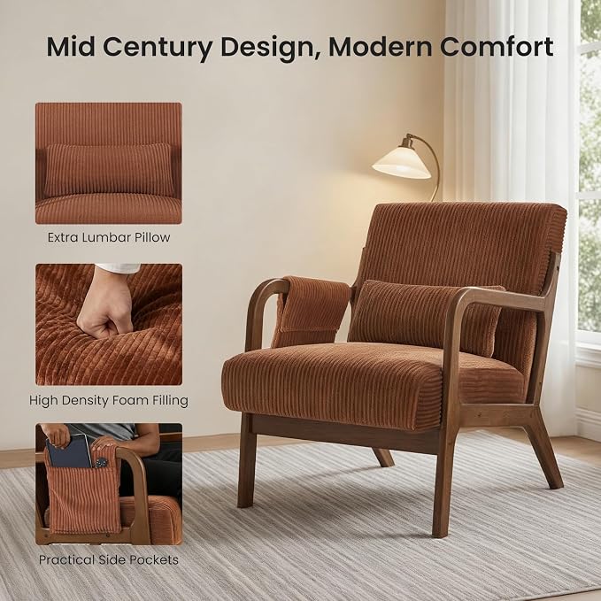 DUMOS Accent Chairs Set of 2, Mid Century Modern Accent Chair - Image 4