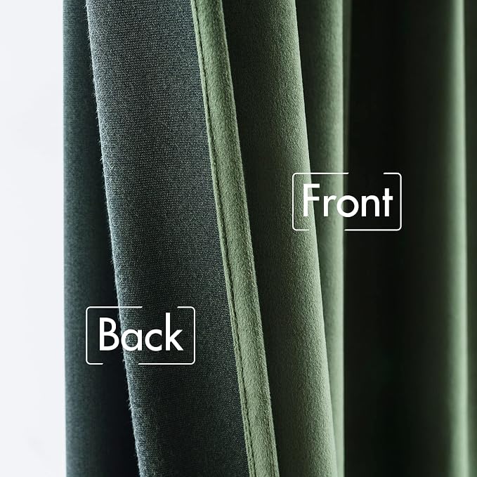 MIULEE Velvet Curtains 52x80 inches 2 Panels Olive Green Blackout Curtains | - Image 6