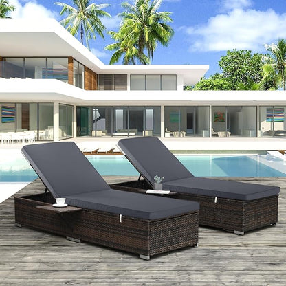 Outdoor Chaise Lounge Cushion Set of 2, Fadesafe Water-Repellent Lounge Deck - Image 6