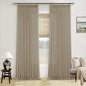 Neutral Pinch Pleated 96 Inch Greige Light Filtering Flax Linen Curtains | Flax by Twodrapes