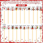 Mifoci 100 Pcs Christmas Wooded Coffee Stirrers African American Christmas Coffee Stir Sticks Disposable Stirring Sticks for Beverage Chocolate Hot Drink Party Supplies, 20 Styles (African American)