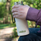 London Sip 25 oz Multi-Purpose Tea Infuser Mug – Fruit Infuser Water Bottle for Hot and Cold – Double Wall Stainless Steel Insulated, Safari Beige
