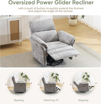 Power Swivel Rocker Recliner, Glider Recliner Nursery Chair - Image 5