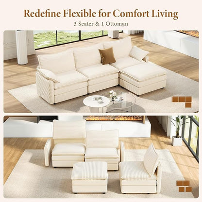 Vesgantti 108" Cloud Couch for Living Room, Deep Seat Sectional Modular Sofa - Image 7