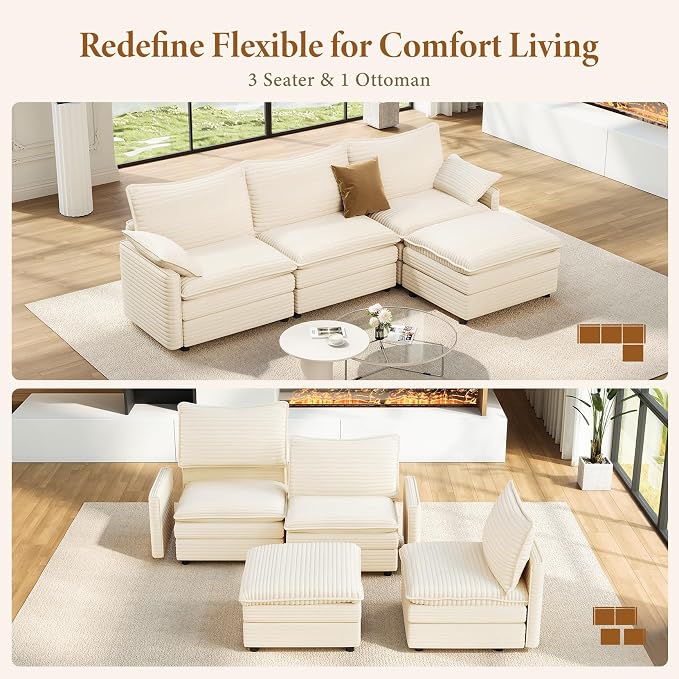 Vesgantti 108" Modular Sectional Sofa, Comfy Cloud Couch - Image 7