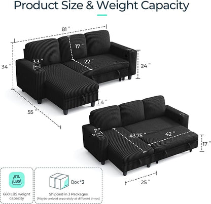 LINSY HOME Sectional Sleeper Sofa - Image 2