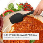 Elihome Mini Silicone Spoonula - Non-Stick Heat Resistant Silicone Scraper Spatula for Mixing, Serving, Scraping, Stirring, and More, 8.75 Inch, Black