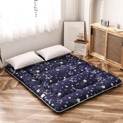 MAXYOYO Navy Star Futon Mattress Japanese Tatami Mat Foldable Futon Portable by MAXYOYO