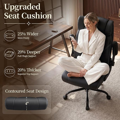 Office Chair, Leather Ergonomic Computer Desk Chair - Image 4