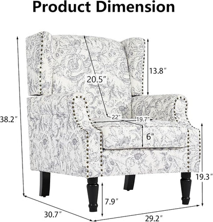 Pia Ricco Set of 2 Floral Accent Chairs, High Back Upholstered Armchairs - Image 2