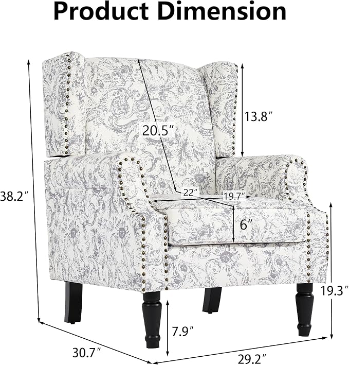 Pia Ricco High Back Floral Accent Chair - Image 2