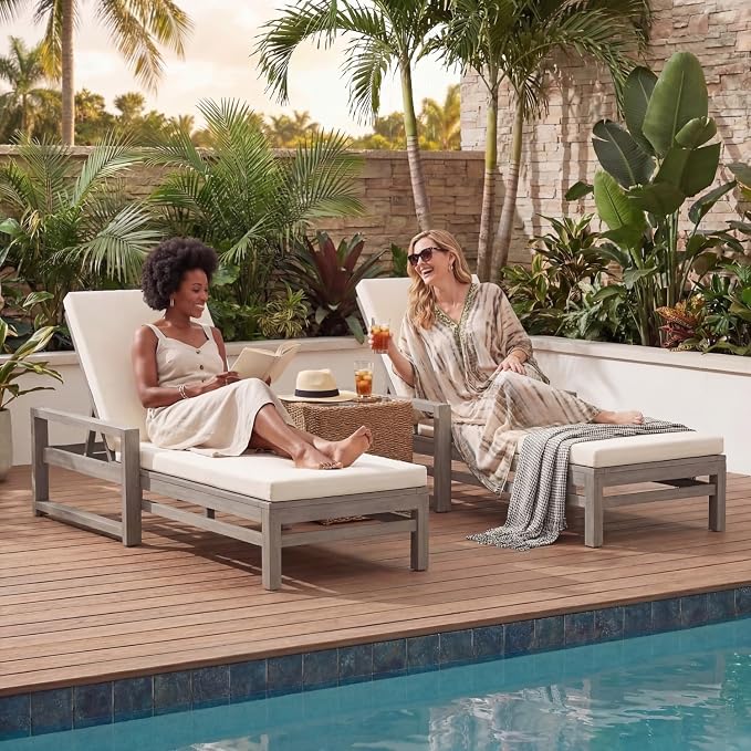 Outdoor Chaise Lounge Chair Set of 4, Patio Chaise Lounge Recliner - Image 4