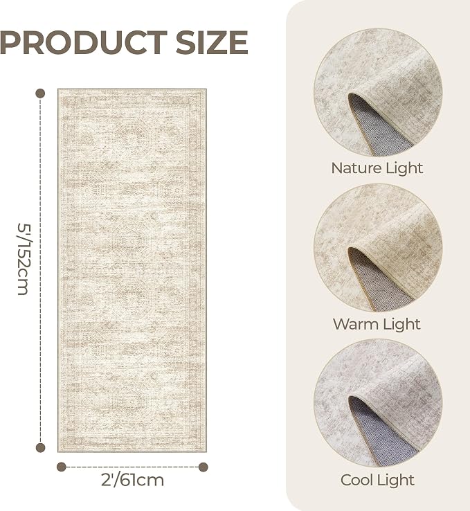 2x5 Rug Runners for Hallways Non Slip, Kitchen Rugs, Nursery Room, Soft Runner - Image 2