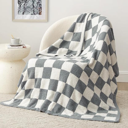 EXQ Home Checkered Throw Blanket, Knitted Blanket by EXQHomeTexitleCoLtd